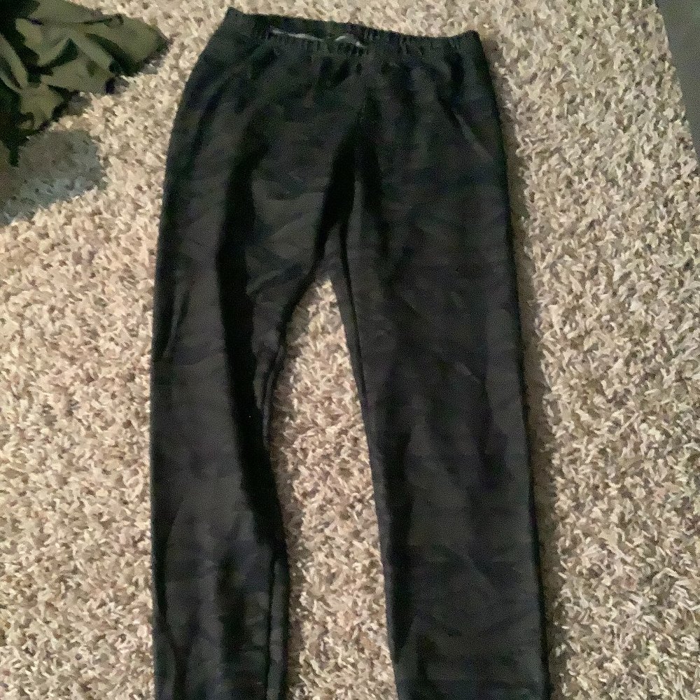 black camo comfy pants with elastic waist